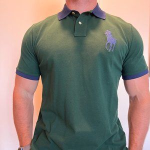 NEW - Polo Ralph Lauren Polo Shirt - Hunter Green wih Blue Logo - Size Large